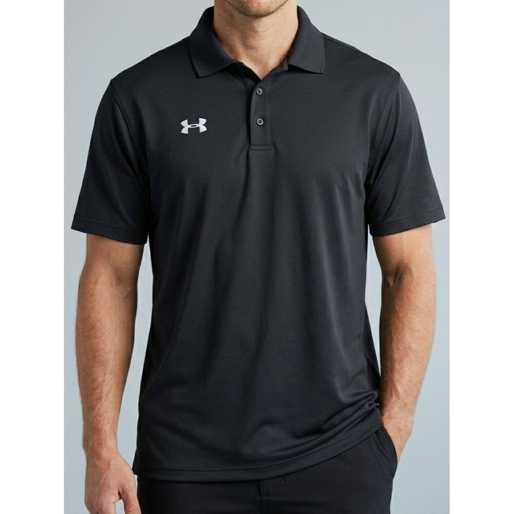 Under Armour HeatGear Mens XL Loose Fit Polo Black Golf Performance Shirt